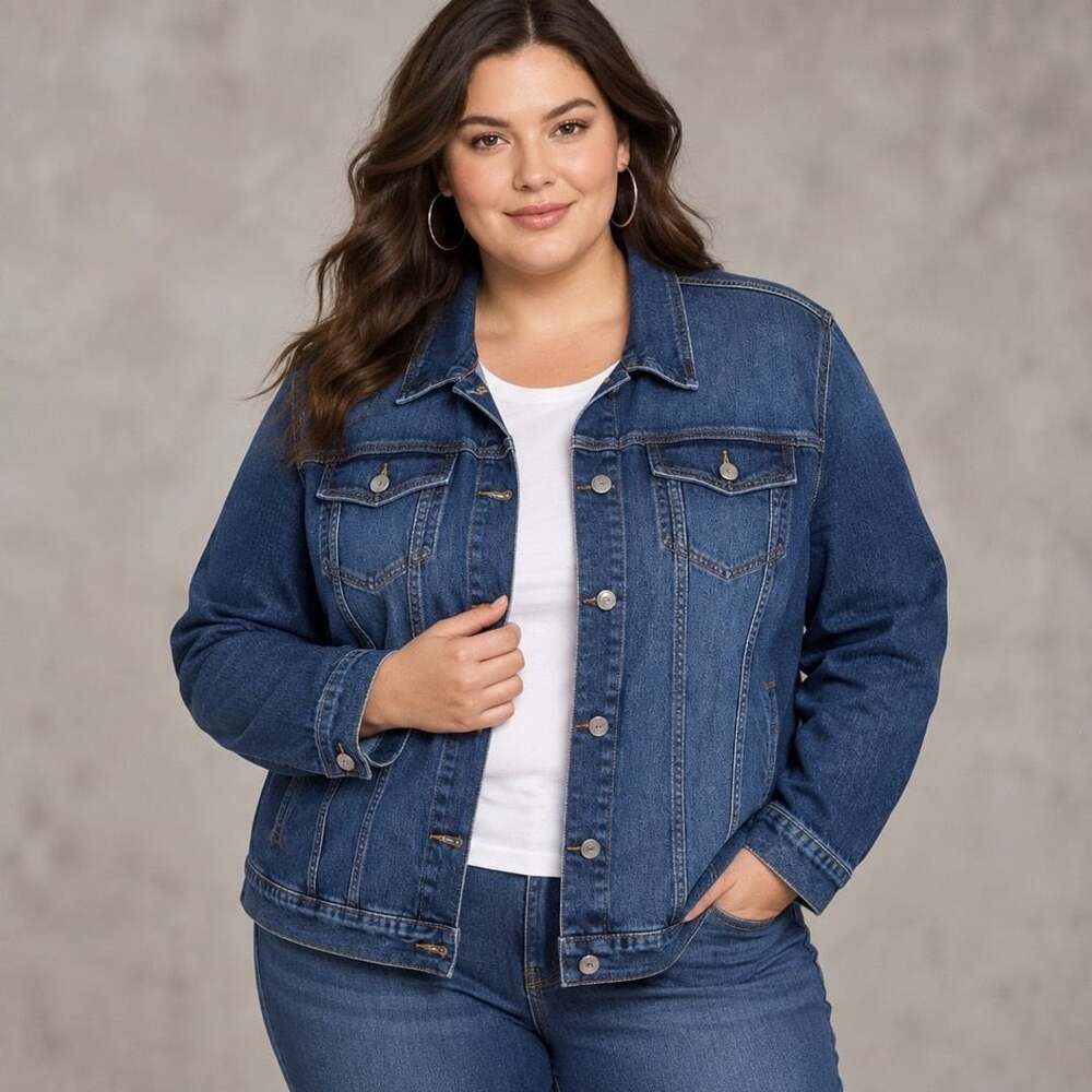 Torrid Classic Denim Jacket Size 6 Dark Wash Button Front Trucker